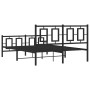 Black metal headboard and footboard bed frame 140x190 cm by vidaXL, Beds and slatted bases - Ref: Foro24-374259, Price: 124,9...