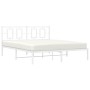 Metal bed frame with white headboard 150x200 cm by vidaXL, Beds and slatted bases - Ref: Foro24-374292, Price: 106,83 €, Disc...