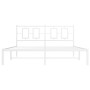 Metal bed frame with white headboard 150x200 cm by vidaXL, Beds and slatted bases - Ref: Foro24-374292, Price: 106,83 €, Disc...