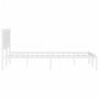 Metal bed frame with white headboard 150x200 cm by vidaXL, Beds and slatted bases - Ref: Foro24-374292, Price: 106,83 €, Disc...