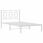 Metal bed frame with white headboard 100x190 cm by vidaXL, Beds and slatted bases - Ref: Foro24-374284, Price: 76,99 €, Disco...