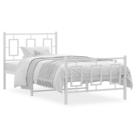 Metal bed frame with headboard and footboard white 90x200 cm by vidaXL, Beds and slatted bases - Ref: Foro24-374301, Price: 8...