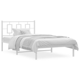 Metal bed frame with white headboard 107x203 cm by vidaXL, Beds and slatted bases - Ref: Foro24-374286, Price: 77,02 €, Disco...