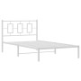 Metal bed frame with white headboard 107x203 cm by vidaXL, Beds and slatted bases - Ref: Foro24-374286, Price: 76,99 €, Disco...