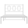 Metal bed frame with white headboard 107x203 cm by vidaXL, Beds and slatted bases - Ref: Foro24-374286, Price: 76,99 €, Disco...