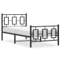 Bed frame with headboard and black metal footboard 90x200 cm by vidaXL, Beds and slatted bases - Ref: Foro24-374252, Price: 8...