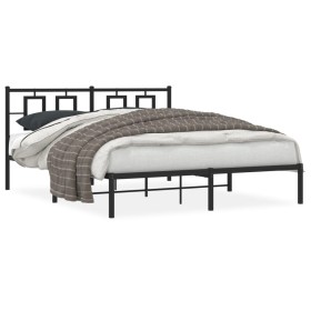 Bed frame with black metal headboard 160x200 cm by vidaXL, Beds and slatted bases - Ref: Foro24-374244, Price: 120,36 €, Disc...