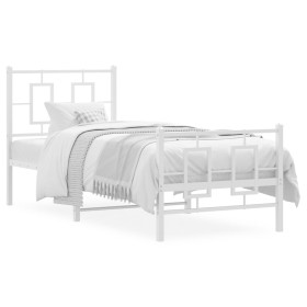 Estructura cama metal con cabecero y pie cama blanca 80x200 cm de vidaXL, Camas y somieres - Ref: Foro24-374299, Precio: 76,9...