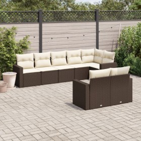 Set of 8-piece garden sofas and brown synthetic rattan cushions by vidaXL, Garden sets - Ref: Foro24-3219213, Price: 585,99 €...