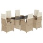 Set comedor de jardín 7 pzas con cojines ratán sintético beige de vidaXL, Conjuntos de jardín - Ref: Foro24-3212494, Precio: ...