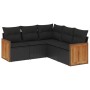 Set de muebles de jardín 5 pzas y cojines ratán sintético negro de vidaXL, Conjuntos de jardín - Ref: Foro24-3260039, Precio:...