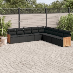 Set de sofás de jardín 8 piezas y cojines ratán sintético negro de vidaXL, Conjuntos de jardín - Ref: Foro24-3260137, Precio:...