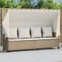 Sonnenliege mit Stoffverdeck und Kissen beige synthetisches Rattan von vidaXL, Liegen - Ref: Foro24-368357, Preis: 273,85 €, ...