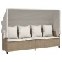 Sonnenliege mit Stoffverdeck und Kissen beige synthetisches Rattan von vidaXL, Liegen - Ref: Foro24-368357, Preis: 273,85 €, ...