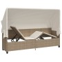 Sun lounger with canopy and beige synthetic rattan cushions by vidaXL, Loungers - Ref: Foro24-368357, Price: 273,85 €, Discou...