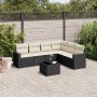 7-teiliges Garten-Esszimmerset und Kissen synthetisches Rattan schwarz von vidaXL, Modulare Sofas für den Außenbereich - Ref:...