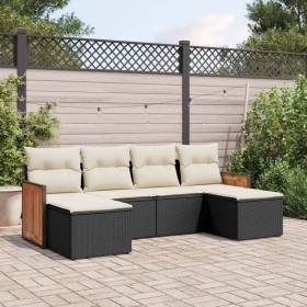 Set aus 6-teiligen Gartensofas und Kissen Kunstrattan schwarz von vidaXL, Gartensets - Ref: Foro24-3260299, Preis: 391,48 €, ...