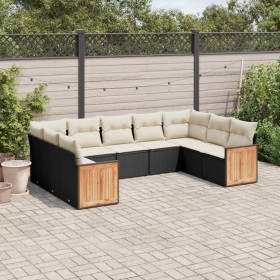 Set aus 8-teiligen Gartensofas und Kissen Kunstrattan schwarz von vidaXL, Gartensets - Ref: Foro24-3260355, Preis: 587,30 €, ...