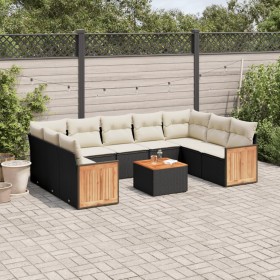 Garden sofa set 10 pieces with black synthetic rattan cushions by vidaXL, Garden sets - Ref: Foro24-3260362, Price: 613,17 €,...