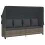 Sun lounger with canopy and gray synthetic rattan cushions by vidaXL, Loungers - Ref: Foro24-368355, Price: 272,63 €, Discoun...