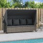 Sun lounger with canopy and gray synthetic rattan cushions by vidaXL, Loungers - Ref: Foro24-368355, Price: 272,63 €, Discoun...