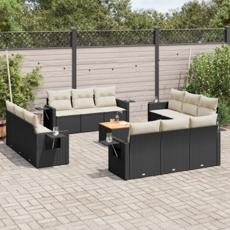 Set aus Gartensofas und Kissen 13 Stück synthetisches Rattan schwarz von vidaXL, Gartensets - Ref: Foro24-3256826, Preis: 952...