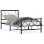 Bed frame with headboard and black metal footboard 90x190 cm by vidaXL, Beds and slatted bases - Ref: Foro24-376236, Price: 7...