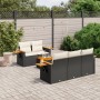 6-teilige Gartensofagarnitur und schwarze synthetische Rattankissen von vidaXL, Gartensets - Ref: Foro24-3259025, Preis: 438,...