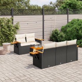 6-teilige Gartensofagarnitur und schwarze synthetische Rattankissen von vidaXL, Gartensets - Ref: Foro24-3259025, Preis: 438,...