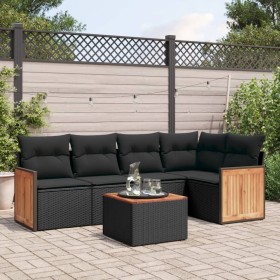 6-piece garden sofa set and black synthetic rattan cushions by vidaXL, Garden sets - Ref: Foro24-3260032, Price: 410,23 €, Di...