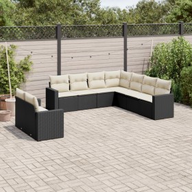 Set aus 8-teiligen Gartensofas und Kissen Kunstrattan schwarz von vidaXL, Modulare Sofas für den Außenbereich - Ref: Foro24-3...