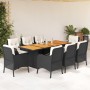 9-teiliges Garten-Esszimmerset und Kissen synthetisches Rattan schwarz von vidaXL, Gartensets - Ref: Foro24-3211895, Preis: 8...