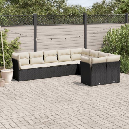 Set aus 8-teiligen Gartensofas und Kissen Kunstrattan schwarz von vidaXL, Gartensets - Ref: Foro24-3250005, Preis: 546,69 €, ...