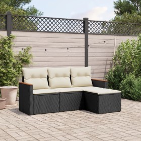 4-piece garden sofa set with black synthetic rattan cushions by vidaXL, Garden sets - Ref: Foro24-3258304, Price: 263,61 €, D...