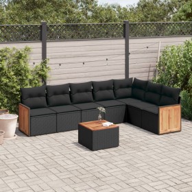 Set aus 8-teiligen Gartensofas und Kissen Kunstrattan schwarz von vidaXL, Gartensets - Ref: Foro24-3260116, Preis: 523,01 €, ...