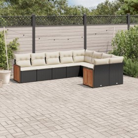 Set aus 8-teiligen Gartensofas und Kissen Kunstrattan schwarz von vidaXL, Gartensets - Ref: Foro24-3260383, Preis: 573,10 €, ...