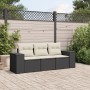 Garden sofa set with 3-piece black synthetic rattan cushions by vidaXL, Garden sets - Ref: Foro24-3254593, Price: 229,30 €, D...