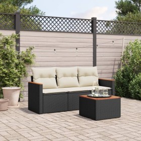 4-piece garden sofa set with black synthetic rattan cushions by vidaXL, Garden sets - Ref: Foro24-3258164, Price: 245,25 €, D...