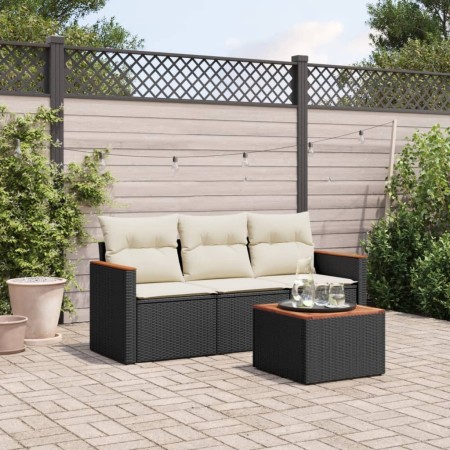 4-piece garden sofa set with black synthetic rattan cushions by vidaXL, Garden sets - Ref: Foro24-3258164, Price: 244,46 €, D...