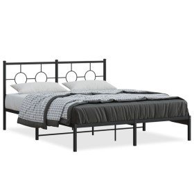 Bed frame with black metal headboard 160x200 cm by vidaXL, Beds and slatted bases - Ref: Foro24-376229, Price: 101,99 €, Disc...