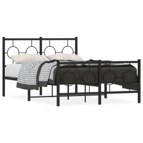 Bed frame with headboard and footboard black metal 120x190 cm by vidaXL, Beds and slatted bases - Ref: Foro24-376241, Price: ...