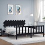 Estructura cama de matrimonio con cabecero madera maciza negro de vidaXL, Camas y somieres - Ref: Foro24-3193485, Precio: 194...