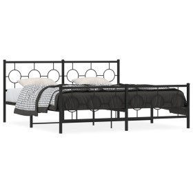 Black metal headboard and footboard bed frame 180x200 cm by vidaXL, Beds and slatted bases - Ref: Foro24-376248, Price: 132,7...