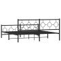 Black metal headboard and footboard bed frame 180x200 cm by vidaXL, Beds and slatted bases - Ref: Foro24-376248, Price: 132,7...