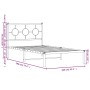 Estructura de cama de metal con cabecero blanco 100x190 cm de vidaXL, Camas y somieres - Ref: Foro24-376269, Precio: 71,99 €,...