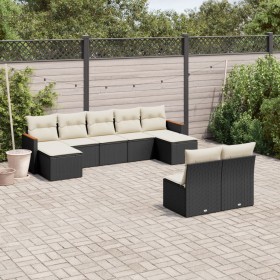 Set aus 8-teiligen Gartensofas und Kissen Kunstrattan schwarz von vidaXL, Gartensets - Ref: Foro24-3258773, Preis: 516,85 €, ...