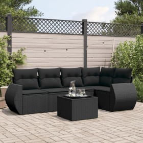 Set aus 6-teiligen Gartensofas und Kissen Kunstrattan schwarz von vidaXL, Gartensets - Ref: Foro24-3253672, Preis: 413,26 €, ...