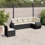 Set de sofás de jardín 6 piezas y cojines ratán sintético negro de vidaXL, Conjuntos de jardín - Ref: Foro24-3253763, Precio:...