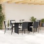 Set de comedor de jardín 7 pzas y cojines ratán sintético negro de vidaXL, Conjuntos de jardín - Ref: Foro24-3213490, Precio:...