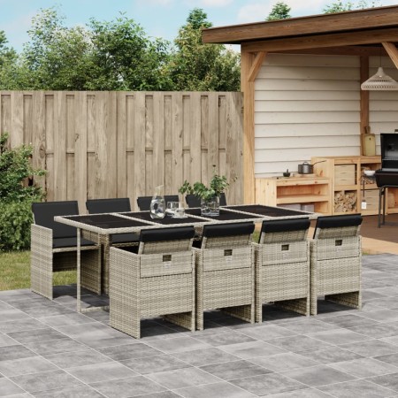 Garten Esszimmer Set 9-tlg Kissen synthetisches Rattan hellgrau von vidaXL, Gartensets - Ref: Foro24-3210563, Preis: 880,77 €...